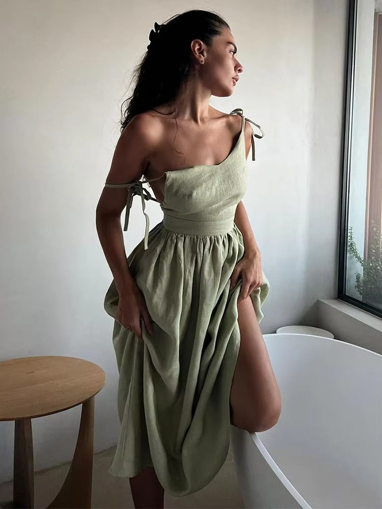 Robe longue dos nu col V